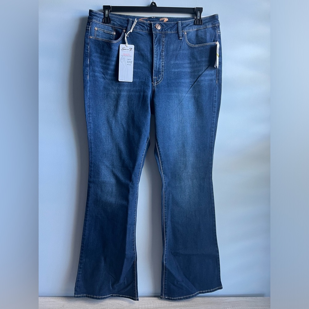 Seven7 Women's High Rise Slim Flare Jean